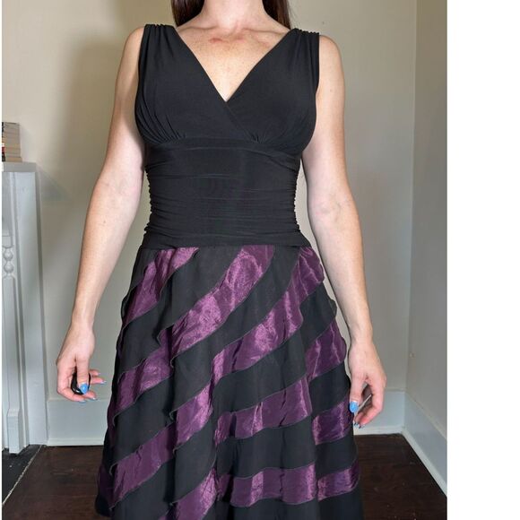 Whimsigoth Black Purple Midi Dress Size 8 - Picture 1 of 8